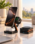 Station de charge magnétique 3-en-1 pliable pour téléphone, montre et écouteurs