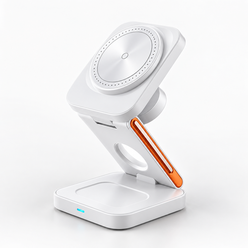 Station de charge magnétique 3-en-1 pliable pour téléphone, montre et écouteurs
